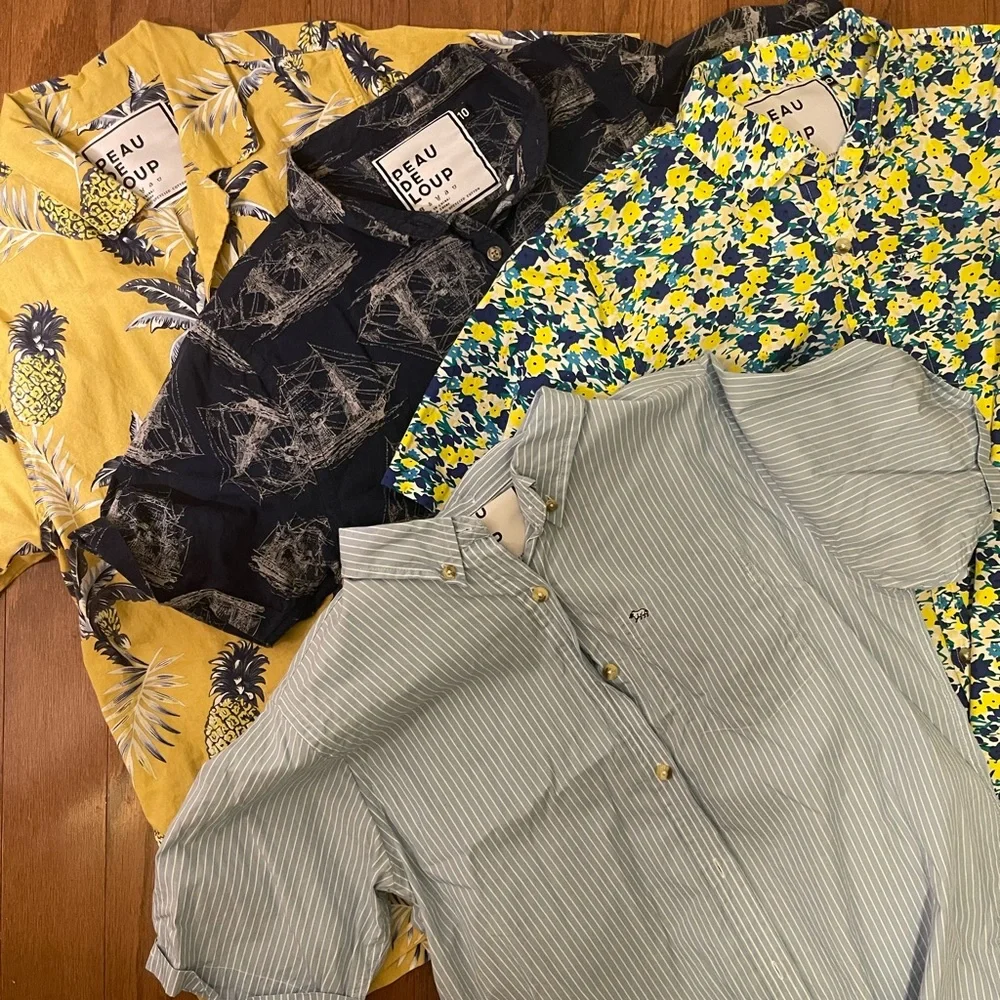 4 Peau de Loup Size 10 Short-sleeve Button Ups - Picture 3 of 3